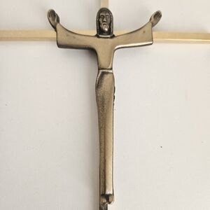 Vintage Mid-Century Modernist Bronze Crucifix – "Risen Christ"